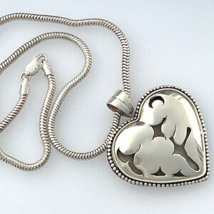 925 Sterling silver Heart shape Pendant with intricate  design